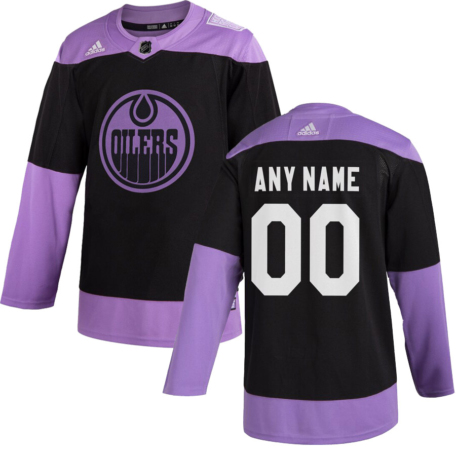 Custom Men Edmonton Oilers Adidas Black Fights Cancer NHL Jerseys->customized nhl jersey->Custom Jersey